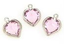 Swarovski, rhodium-plated pendant, heart, light amethyst, 15mm - x2