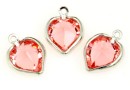 Swarovski, rhodium-plated pendant, heart, rose peach, 15mm - x2