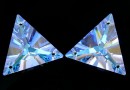 Swarovski, link triunghi 3 gauri, blue aurore boreale, 30mm - x1