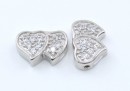 Link inimioare cu cristale argint 925 rodiat, 12mm - x1