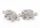 Link elefant cu cristale argint 925 rodiat, 15mm - x1