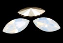 Swarovski navette, fancy chaton, white opal, 15mm - x2