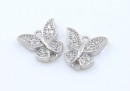 Link fluture cu cristale, argint 925 placat cu rodiu, 9mm - x1