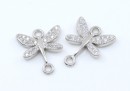 Link libelula cu cristale, argint 925 placat cu rodiu, 12.5mm - x1