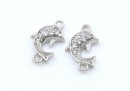 Link delfin cu cristale, argint 925 placat cu rodiu, 10mm - x1