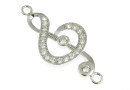 Link cheia sol cu cristale, argint 925 placat cu rodiu, 30mm - x1