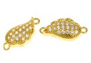 Link aripa cu cristale, argint 925 placat aur, 13mm - x1