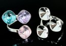 Baza inel, argint 925 placat cu rodiu, pt 3 Swarovski 4470 de 10mm - x1