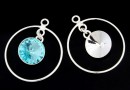 Baza pandantiv ag 925 pt rivoli Swarovski 10mm, sus, cu lant- x1