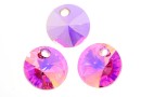 Swarovski, pand. rivoli, rose aurore boreale, 6mm - x10