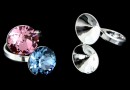 Baza inel, argint 925 placat cu rodiu, 2 chatoane de 13mm - x1