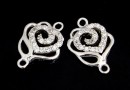 Link trandafir cu cristale, argint 925 placat cu rodiu, 13mm  - x1