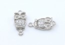 Link bufnita cu cristale, argint 925 placat cu rodiu, 13mm  - x1
