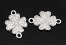Link trifoi cu cristale, argint 925 placat cu rodiu, 14mm  - x1