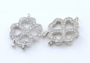 Link trifoi cu cristale, argint 925 placat cu rodiu, 18.5mm  - x1