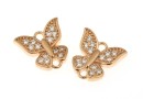 Link fluture cu cristale, argint 925 placat cu aur roz, 9mm - x1