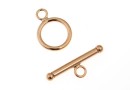Incuietoare toggle, argint 925 placat cu aur roz, 17.5mm - x1