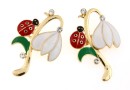Brosa martisor, ghiocel cu cristale, 41x27mm - x1