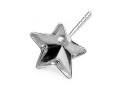Earring findings, 925 silver rhodium plated, for Swarovski star 10mm - x1pair