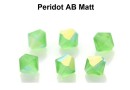 Preciosa, margele bicone, peridot aurore boreale  MAT, 4mm - x40