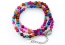 Colier cu incuietoare din margele agate striped, multicolor, 4mm