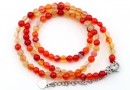 Colier cu incuietoare din margele agate striped, portocaliu, 4mm