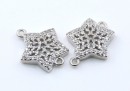 Link stea cu cristale, argint 925 placat cu rodiu, 15mm  - x1