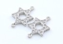 Link Steaua lui David cu cristale argint 925 rodiat, 13.5mm - x1