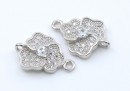 Link frunza cu cristale, argint 925 placat cu rodiu, 14mm - x1