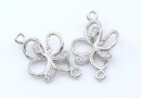 Link floare cu cristale, argint 925 placat cu rodiu, 17mm - x1