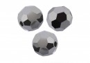 Preciosa, margele, rotund fatetat, jet hematite full, 4mm - x10