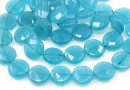 Angelite quartz beads, intense, faceted disc, turquoise, 16mm