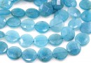 Angelite quartz beads, faceted disc, turquoise, 14mm