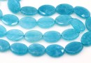 Angelite quartz beads, intense, oval faceted, turquoise, 20mm