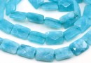 Angelite quartz beads, faceted rectangle, turquoise, 20mm