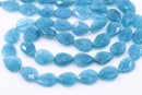Angelite quartz beads, faceted drop, blue, 16mm
