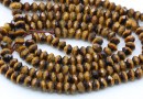 Brown tiger eye beads, faceted rondelle, 6mm