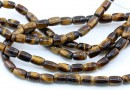 Brown tiger eye beads, brown barrels, 8.5mm