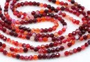 Lace Agate beads, round faceted, red, 4mm