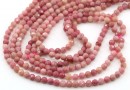 Rhodonite beads, round faceted, 3.3mm