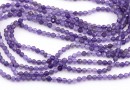 Amethyst beads, round faceted, 3mm