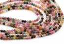 Multicolor Tourmaline beads, round faceted, 3mm