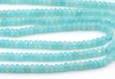 Agate beads, faceted roundels, aquamarine, 4.5mm