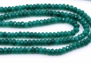 Agate beads, faceted roundels, deep green, 4.5mm