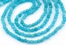 Agate beads, round faceted, turquoise, 3.3mm