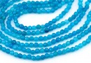 Agate beads, round faceted, navy blue, 3.3mm
