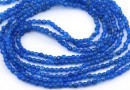 Agate beads, round faceted, blue, 2mm