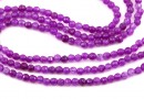 Agate beads, round faceted, fuchsia, 3mm