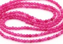 Agate beads, round faceted, cyclamen, 3.3mm