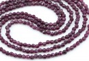 Agate beads, round faceted, garnet purple, 3.3mm